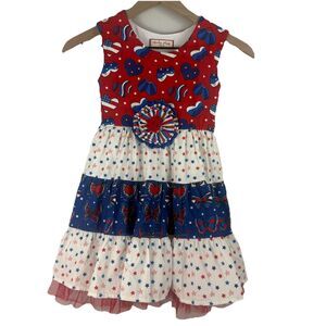 Cheeky Plum Ruffled Patriotic Star Heart Sundress
